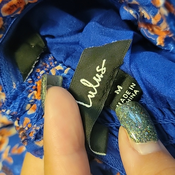 NWOT Lulu's Precious Personality Blue Floral Smocked Backless Midi Dress - Picture 4 of 12